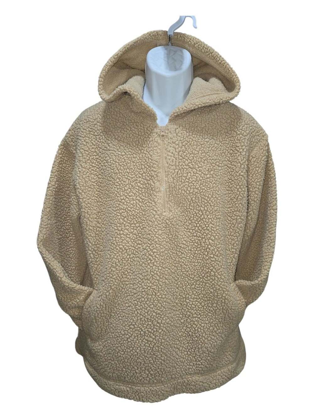 Koolaburra by UGG Sherpa Hoodie Size L Tan Half Zip Pocket